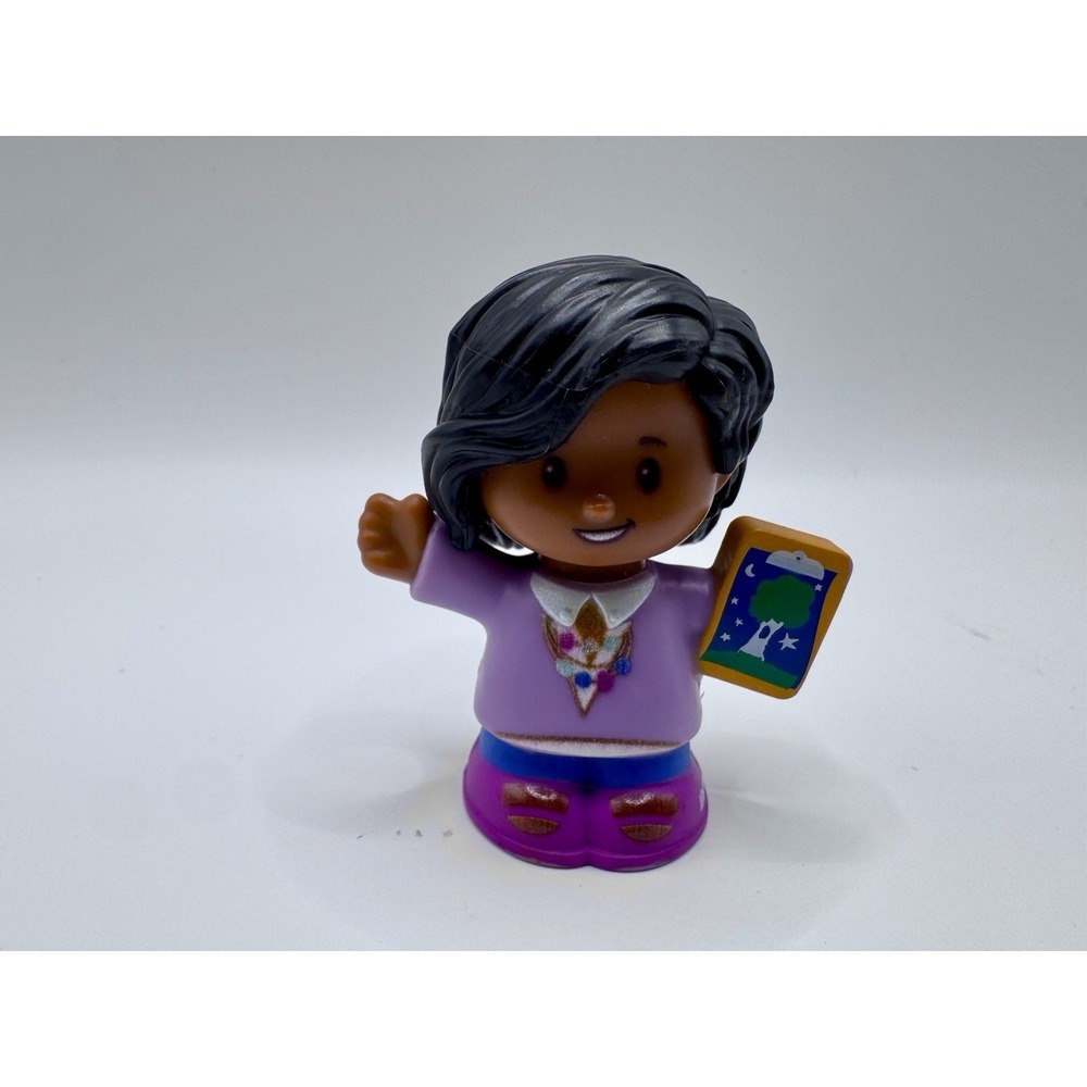 Fisher-Price Little People Figure‎ African American Girl Purple Sweater Book